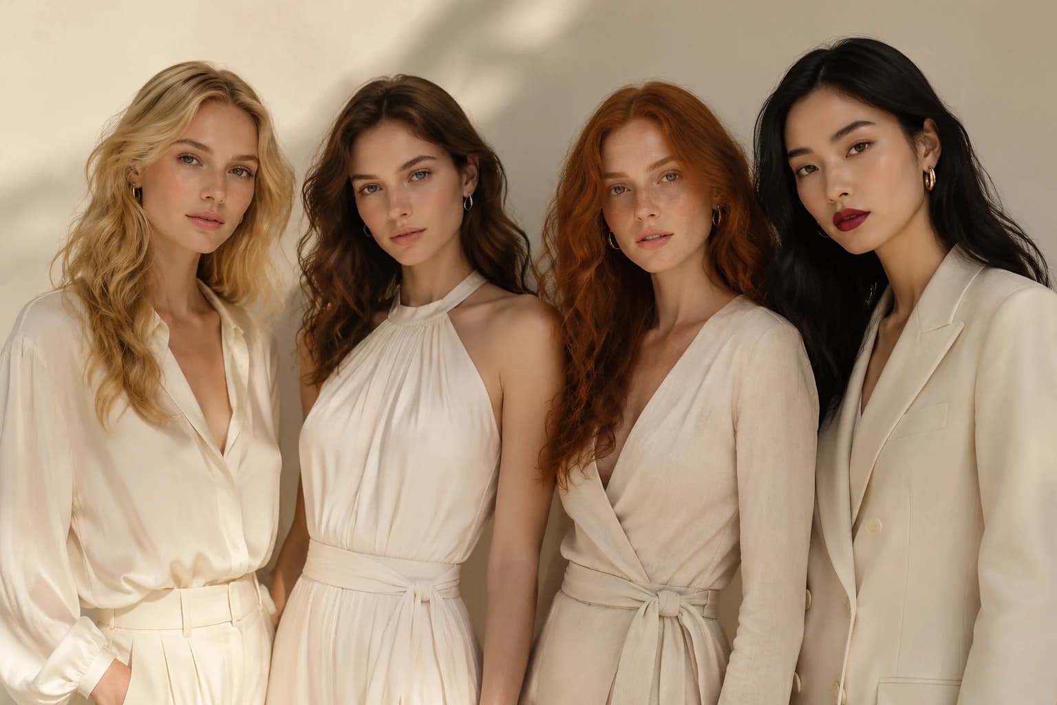Four women representing the four seasonal color families — Spring, Summer, Autumn, and Winter — illustrating personal color analysis