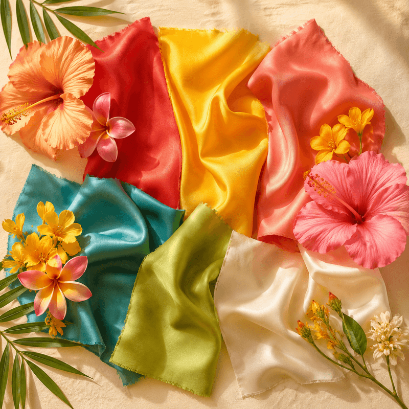Warm Spring color palette mood board with characteristic warm, medium, clear colors suitable for clothing, makeup, and accessories